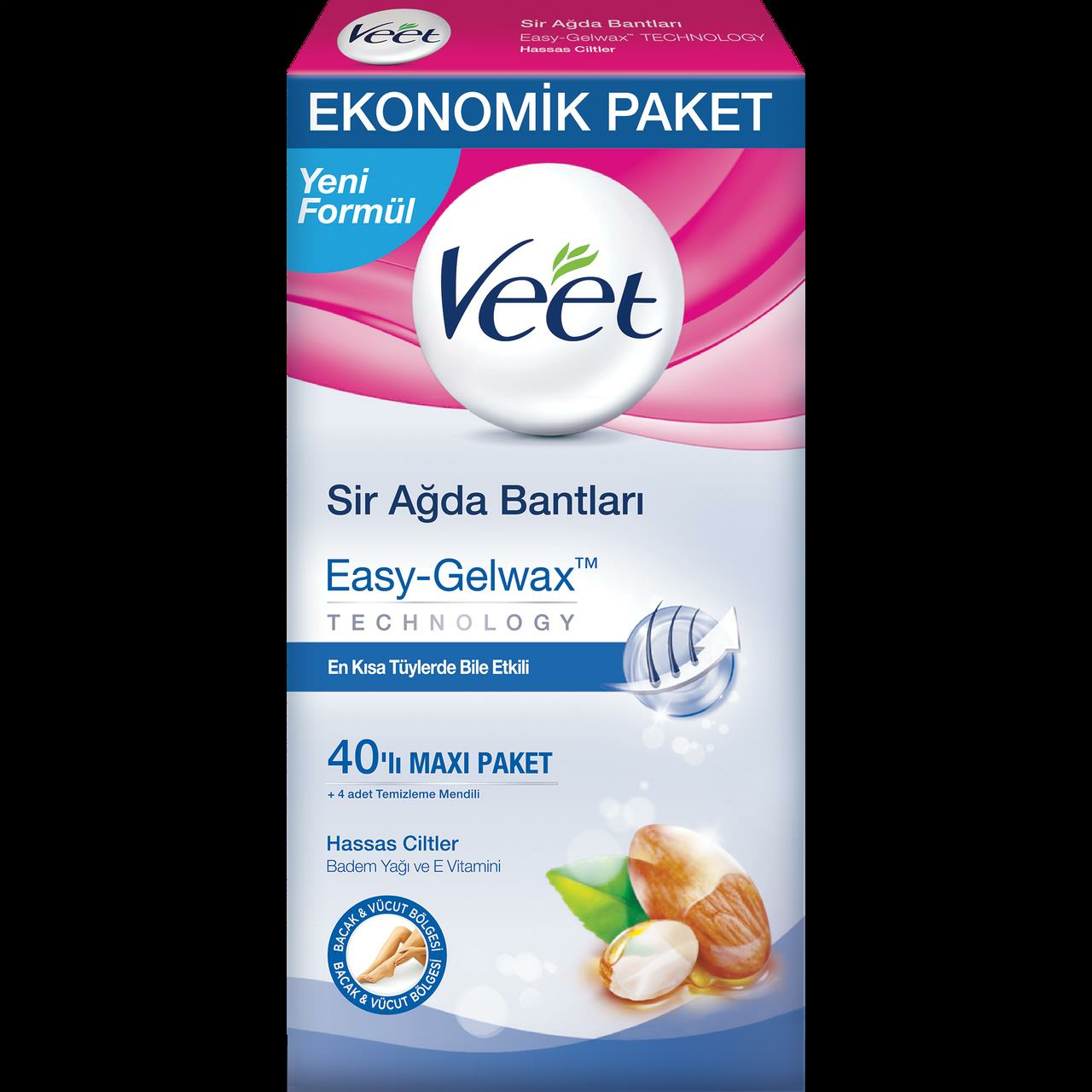 Veet Hassas Ciltler için Maxi Paket Sir Ağda Bandı 40 Adet