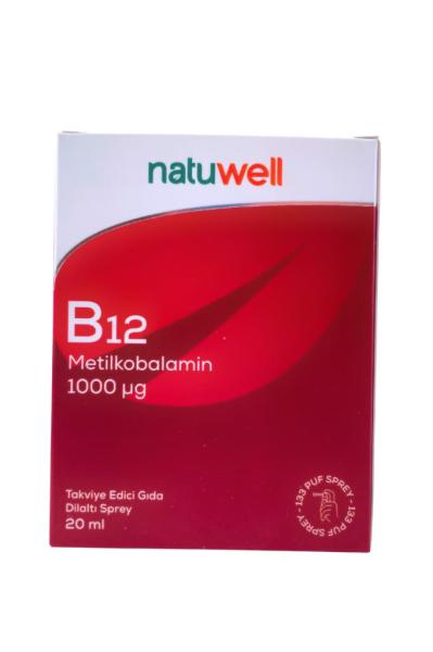 Natuwell B12 Metilkobalamin 1000 mcg Dilaltı Sprey 20 ml