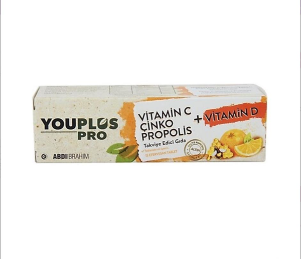 Youplus Vitamin C + Çinko + Propolis + Vitamin D 15 Efervesan Tablet
