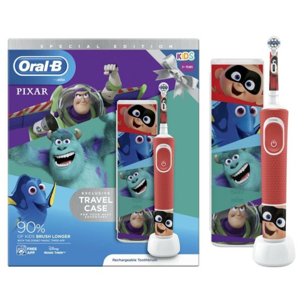 Oral-B Vitality D100 Çocuklar İçin Şarj Edilebilir Diş Fırçası Pixar Özel Seri + Seyahat Kabı