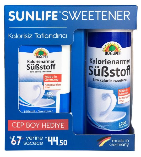 Sunlife Sweetener Tatlanıdırıcı + Hediyeli 1200+300 Tablet