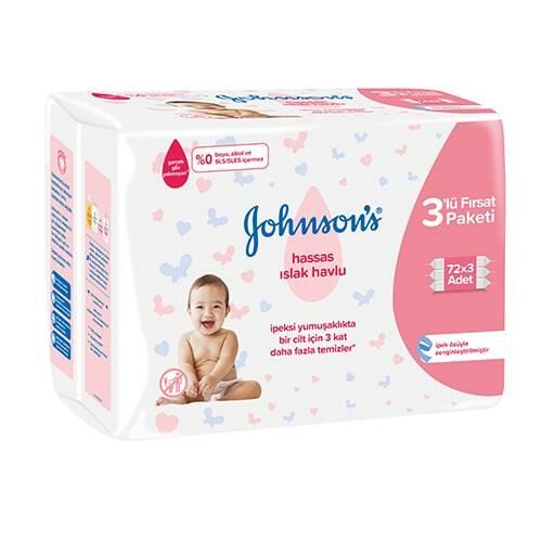 Johnsons Baby Hassas Islak Havlu 72'li 3'lü Paket