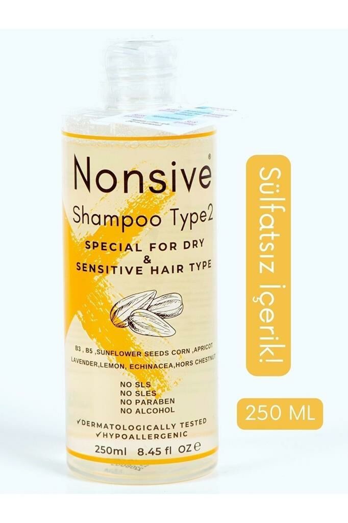 Nonsive Shampoo Ay Çekirdeği, At Kestanesi İçeren Kepek Önleyici Sülfatsız Şampuan - Kuru Saçlar İçin 250 ml