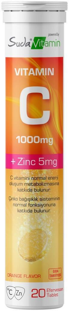 Suda Vitamin C 1000mg + Zinc 15mg Suda Eriyen 20 Tablet