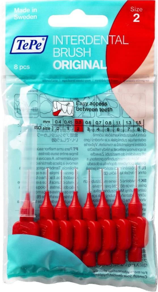 Tepe Interdental Brush Diş Arası Fırçası 0.5mm No:2 - Kırmızı 8 Adet