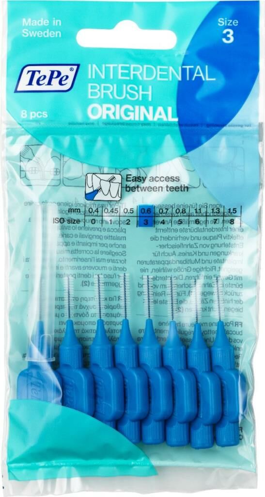 Tepe Diş Arası Fırçası 0.6 mm Mavi 8 li