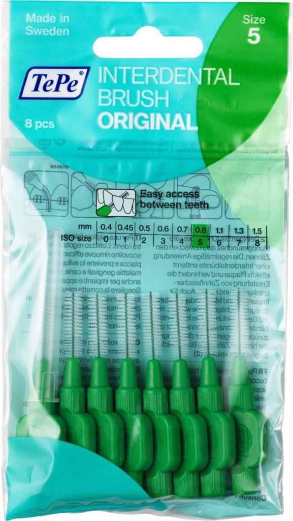 ﻿Tepe Interdental Brush Diş Arası Fırçası 0.8mm No:5 - Yeşil 8 Adet