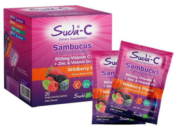 Suda Vitamin Sambucus Vitamin C+Zinc + D3 20 Saşe