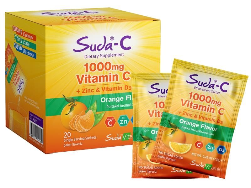 Suda Vitamin C 1000 mg + Zinc ve Vitamin D3 20 Saşe