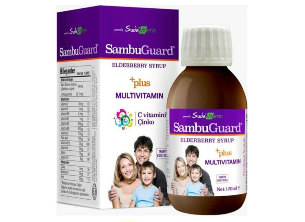 Suda Vitamin Sambuguard Kara Mürver Ekstresi Şurubu 120 ml
