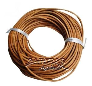 100 Yarda 1 Top Deri İp Sırım Yuvarlak 3 mm Naturel (Leathercraft, Deri Hobi)