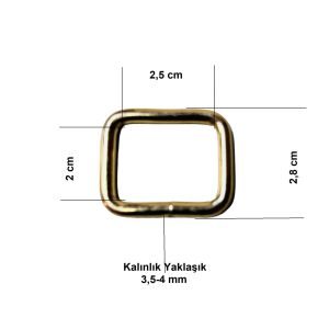 2,5 cm Kare Metal Halka, Çanta Sapı İçin Kare Halka 5 Adet