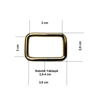 3 cm Kare Metal Halka, Çanta Sapı İçin Kare Halka 5 Adet