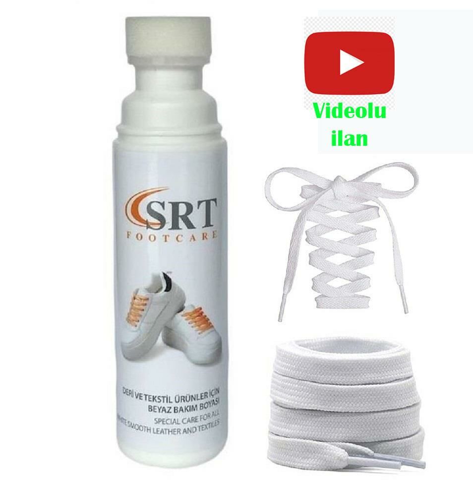 Spor Beyaz Deri Ve Kumaş Ayakkabı Bakım Boyası 75 Ml 1 Adet + 2 Çift K103-K111 Spor Beyaz Bağcık