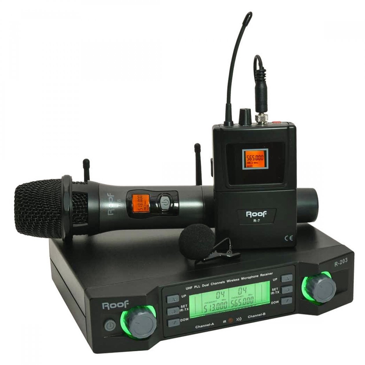 ROOF R-203 E-Y İki Kanal UHF Telsiz Mikrofon