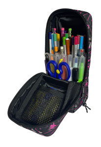 Jacbag Standup Case-Masa Üstü Kalemlik Stand Pen Case-Pembe Geometrik