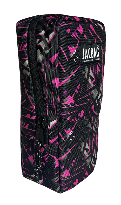 Jacbag Standup Case-Masa Üstü Kalemlik Stand Pen Case-Pembe Geometrik
