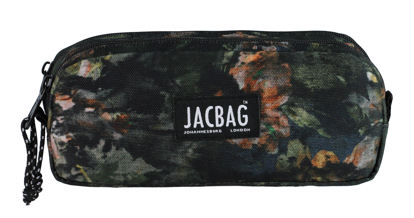 Jacbag Dual Pouch-İki Bölmeli Kalem Kutusu Dual Pouch-Yeşil Yapraklı