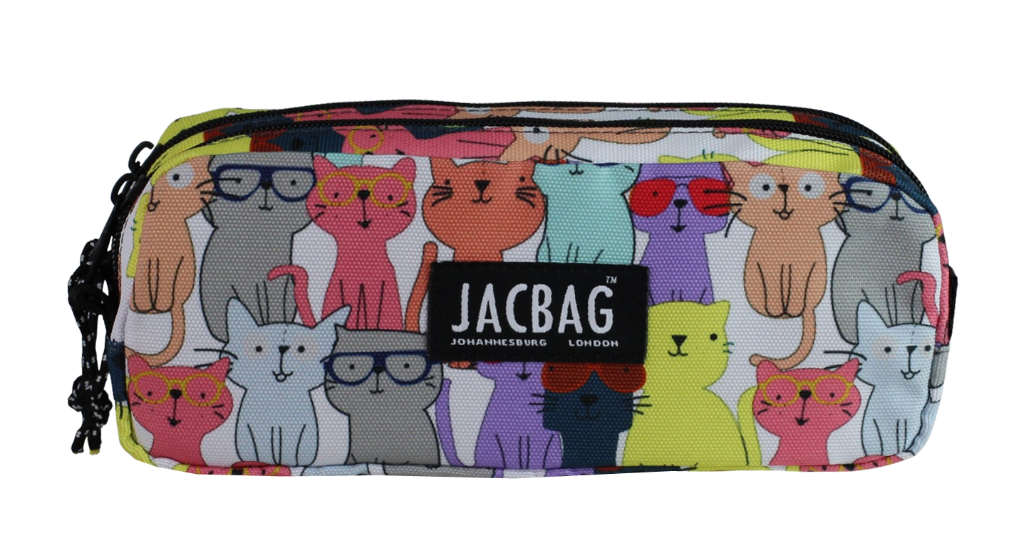 Jacbag Dual Pouch-İki Bölmeli Kalem Kutusu Dual Pouch-Sarı Kedili