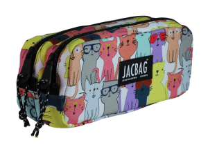 Jacbag Dual Pouch-İki Bölmeli Kalem Kutusu Dual Pouch-Sarı Kedili
