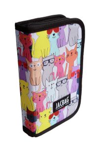 Jacbag Cover -Sert Kapaklı Lastikli Kalem Kutusu Cover-Sarı Kedi