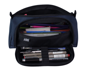 Jacbag Prime XL-Lastik Ayraçlı İki Bölmeli Kalem Kutusu Prime XL-Lacivert