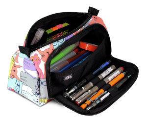 Jacbag Prime XL-Lastik Ayraçlı İki Bölmeli Kalem Kutusu Prime XL-Sarı Kedi