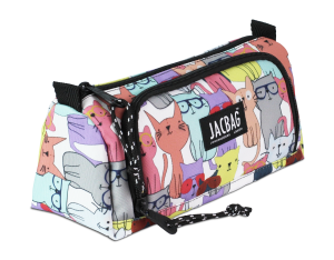 Jacbag Prime XL-Lastik Ayraçlı İki Bölmeli Kalem Kutusu Prime XL-Sarı Kedi