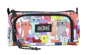 Jacbag Prime XL-Lastik Ayraçlı İki Bölmeli Kalem Kutusu Prime XL-Sarı Kedi