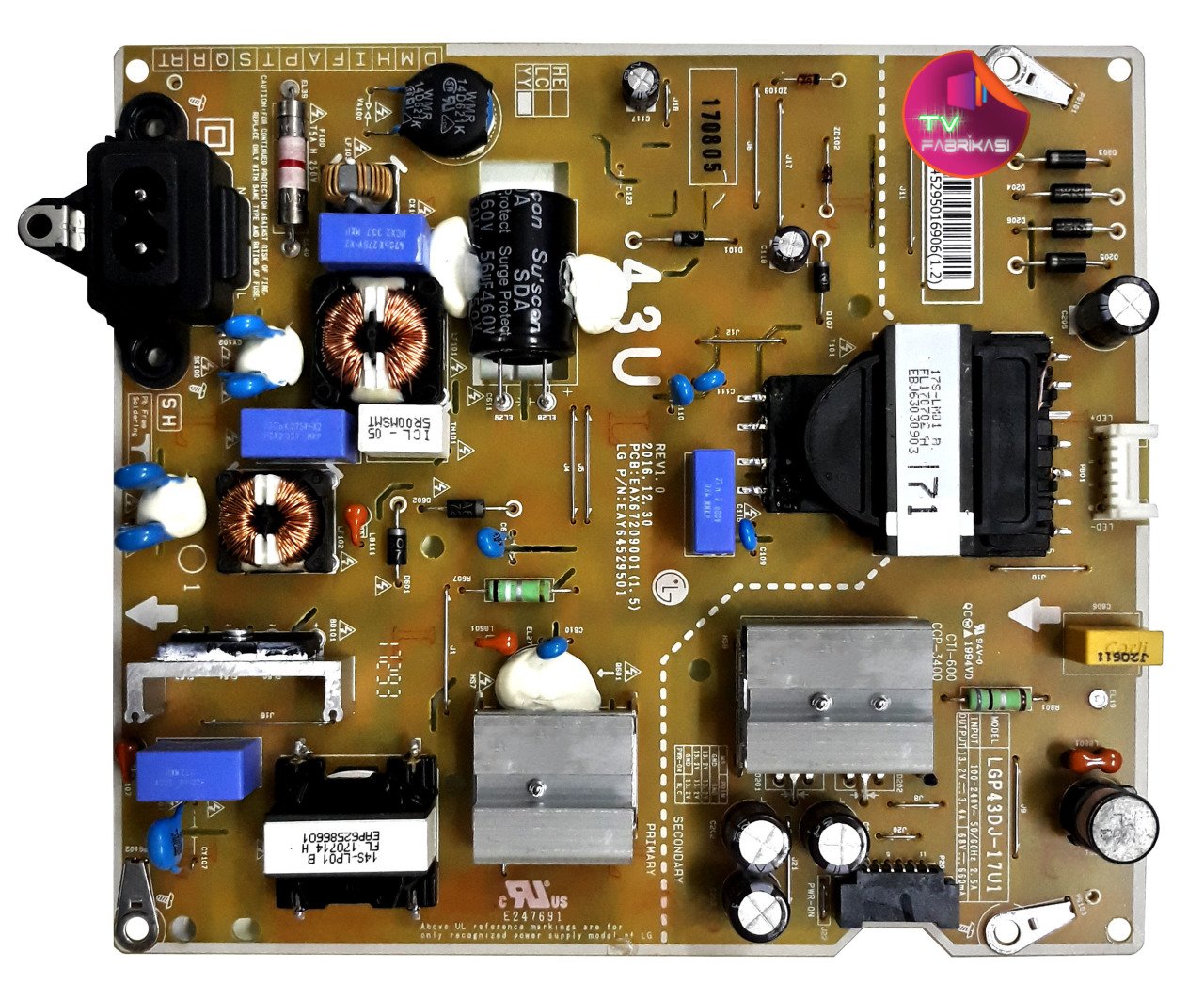 EAX67209001 , 1.5 , REV 1.0 , EAY64529501 , LGP43DJ-17U1 , POWER BOARD , LG BESLEME