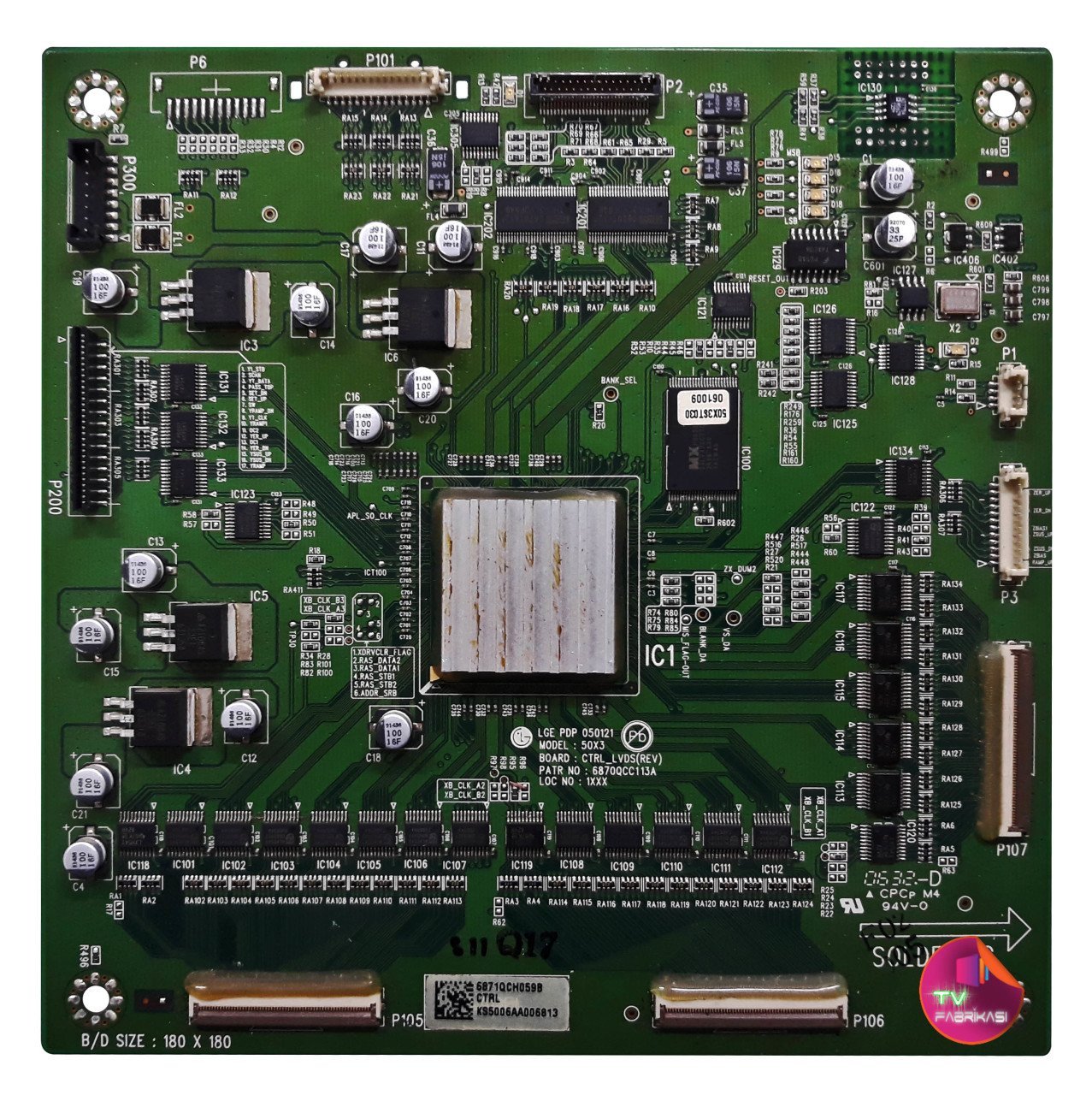 6870QCC113A , LGE PDP 050121 , 50X3 , CTRL_LVDS(REV) , LG T-CON BOARD