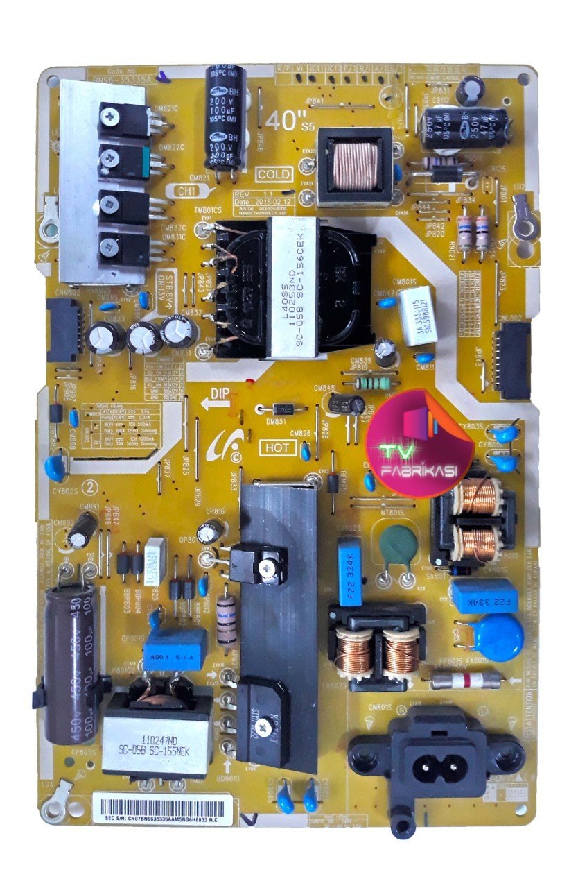 BN96-35335A , REV 1.1 , L40S5_FHSV , UN40JU6400F  ,  POWER BOARD , SAMSUNG BESLEME