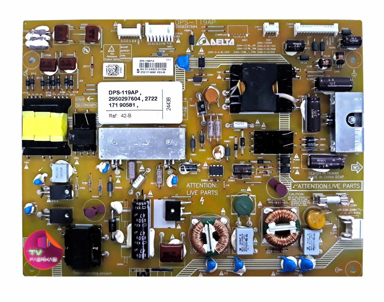 DPS-119AP , 2950297604 , 2722 171 90581 ,   REV:00 , POWER BOARD , PHILIPS BESLEME