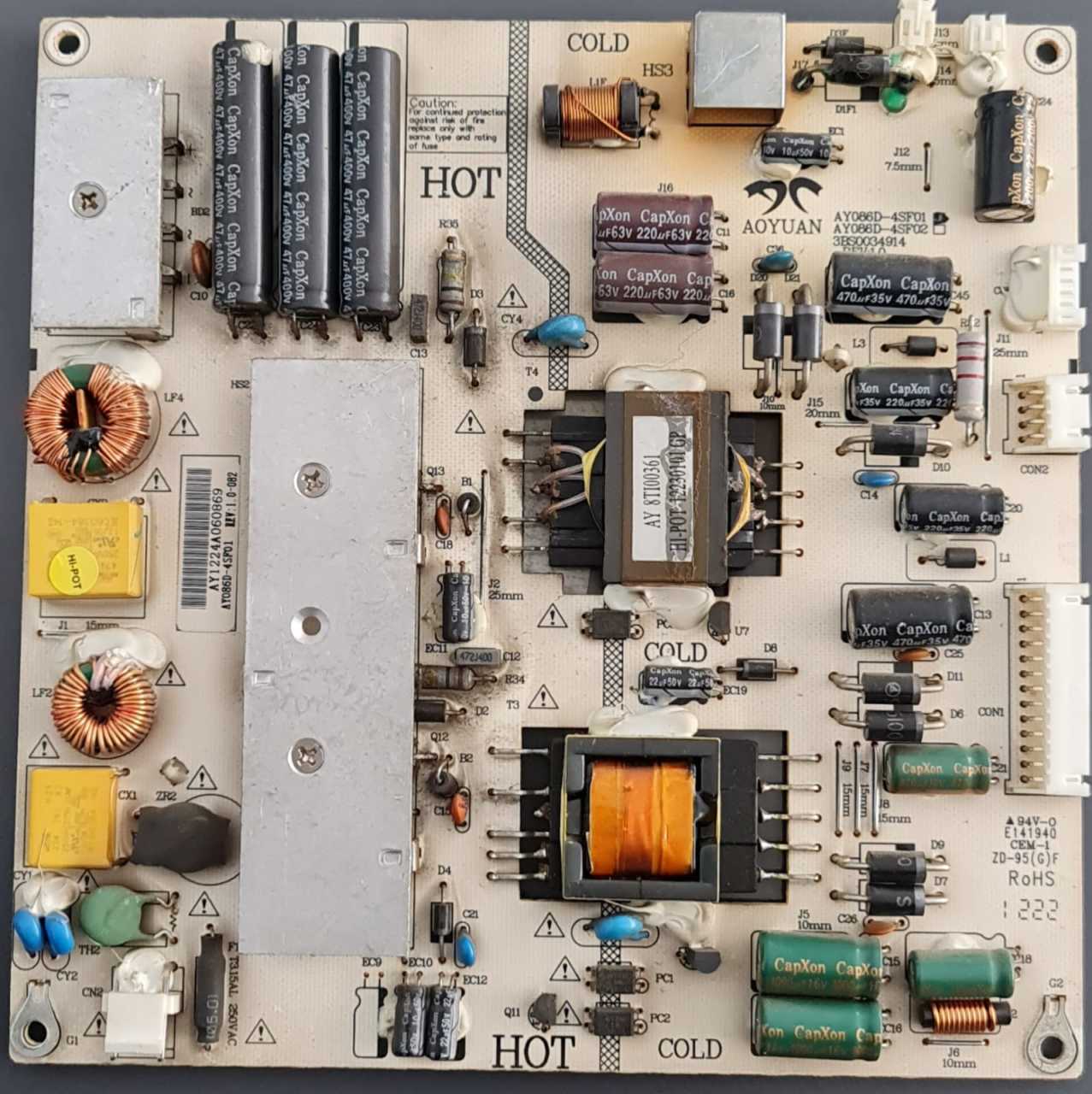 Ay086d-4sf01 , 3bs0034914, Rev:1.0 , Sanyo Cx390dledm , Le100n8fm , Power Board , Sanyo Besleme Kartı