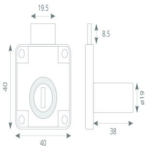 Canex Kare Çekmece Kilidi Uzun 38mm