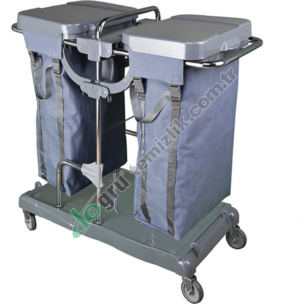 Üçtem CT703İK 2 Brandalı Krom Çamaşır ve Çöp Toplama Arabası 100L