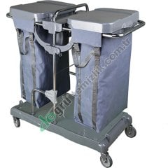Üçtem CT703İK 2 Brandalı Krom Çamaşır ve Çöp Toplama Arabası 100L