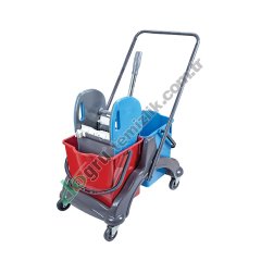 Üçtem CK771 Çift Kovalı Plastik Presli Plastik Taşıyıcılı Temizlik Seti 2x18 LT