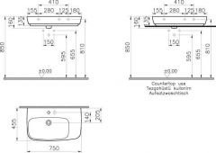 VİTRA SHİFT ASİMETRİK TEZGAH ÜSTÜ LAVABO 75X45 CM
