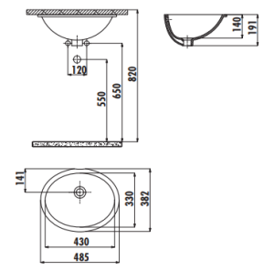 Creavit 32x42 Tezgah Altı Lavabo Beyaz