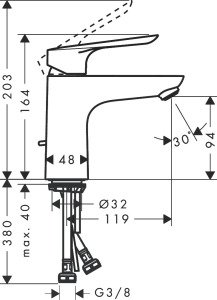 HANSGROHE LOGİS E LB 100 KUMANDALI LAVABO BATARYASI