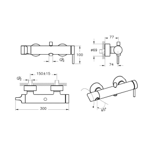 VitrA Origin Banyo Bataryası Fırçalı Nikel