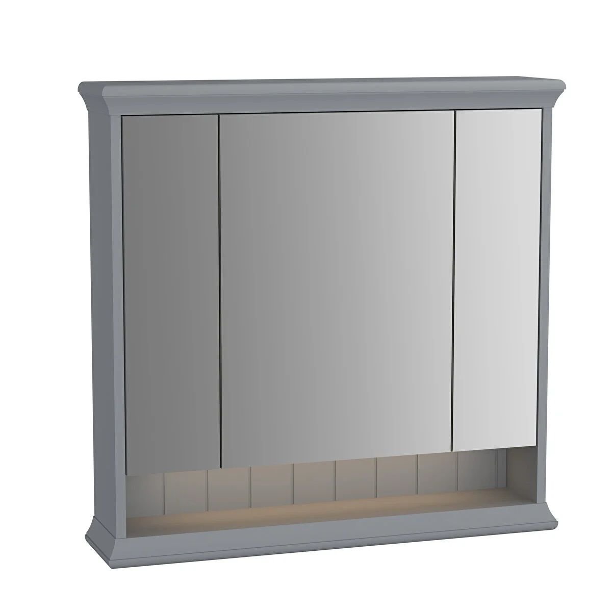 Valarte Aydınlatmalı Dolaplı Ayna 80 cm, Mat Gri
