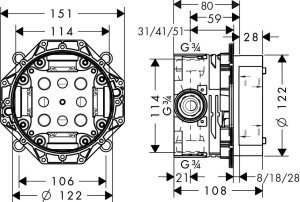 Hansgrohe iBox Universal iç set DN15 DN20