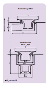 HÜPPE MASTER S YALITIMLI NOKTASAL SU GİDERİ 15X15  MAT YANDAN ÇIKIŞLI