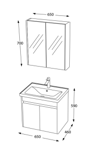 BİANİ BODRUM BANYO DOLABI MAT BEYAZ +65 CM LAVABO