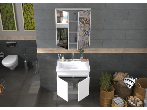 BİANİ BODRUM BANYO DOLABI MAT BEYAZ +65 CM LAVABO