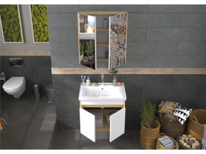BİANİ BODRUM BANYO DOLABI 65 SAFİR MEŞE +65 CM LAVABO
