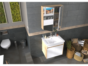 BİANİ BODRUM BANYO DOLABI 65 SAFİR MEŞE +65 CM LAVABO