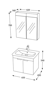 BİANİ FETHİYE 65 BANYO DOLABI VIOLIN LATTE +65 CM LAVABO